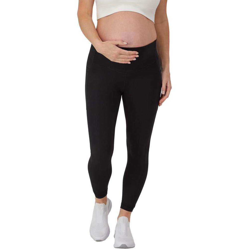 imageHanes Womens Maternity 78 Stretch ampamp Recover Pregnancy Leggings with Foldable Waistband 25 InseamBlack