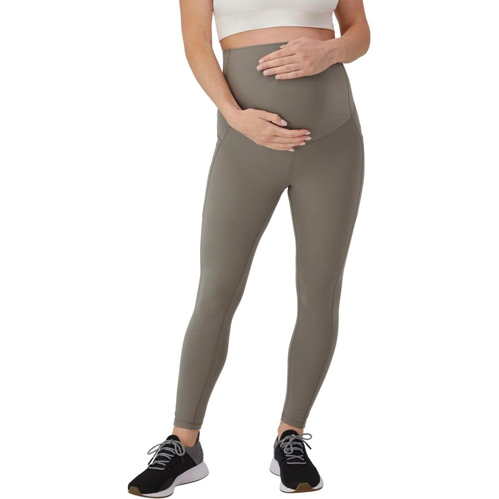 imageHanes Womens Maternity 78 Stretch ampamp Recover Pregnancy Leggings with Foldable Waistband 25 InseamCool Grey