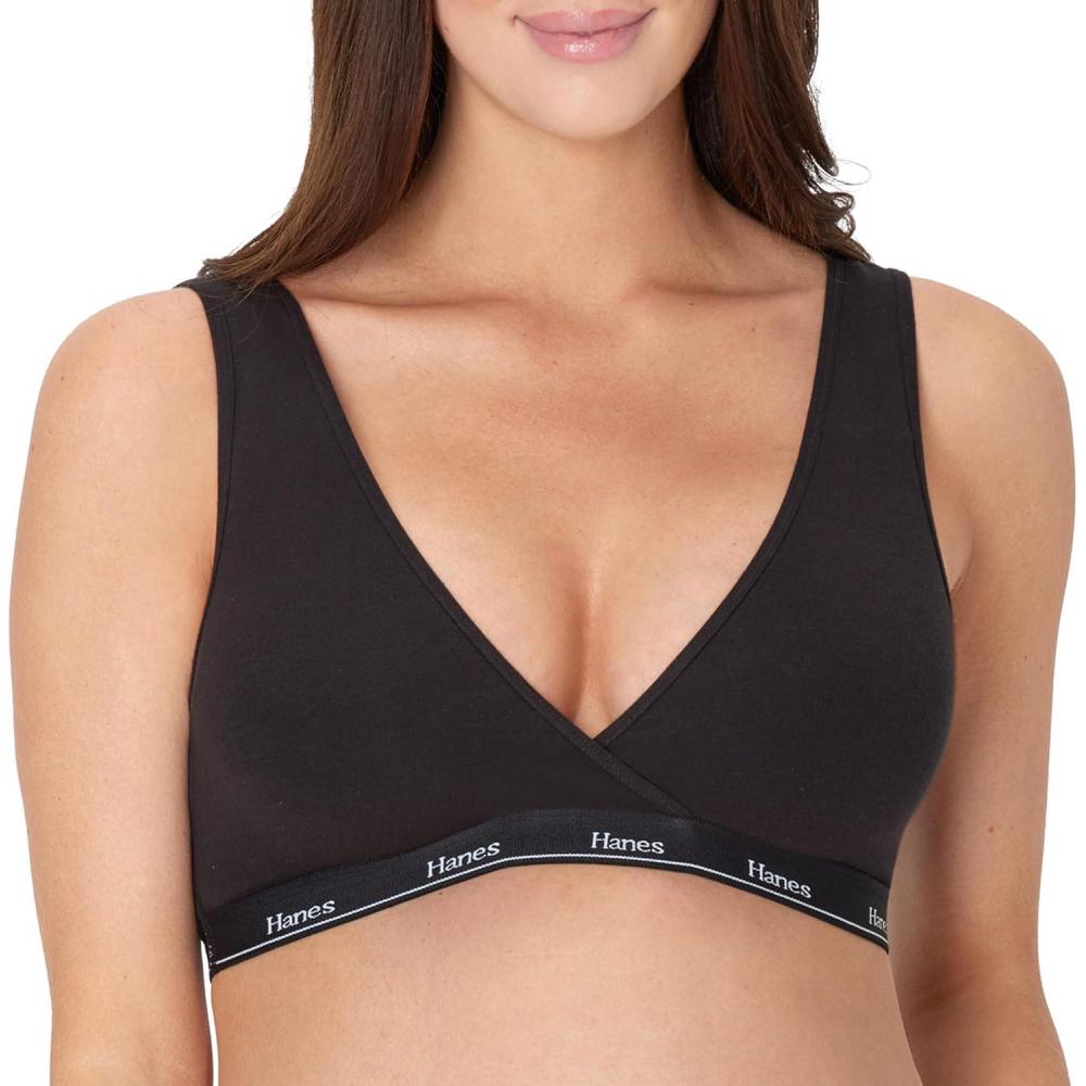 imageHanes Womens Maternity Bra Lounge Nursing Bralette MoistureWicking Odor ProtectionBlack