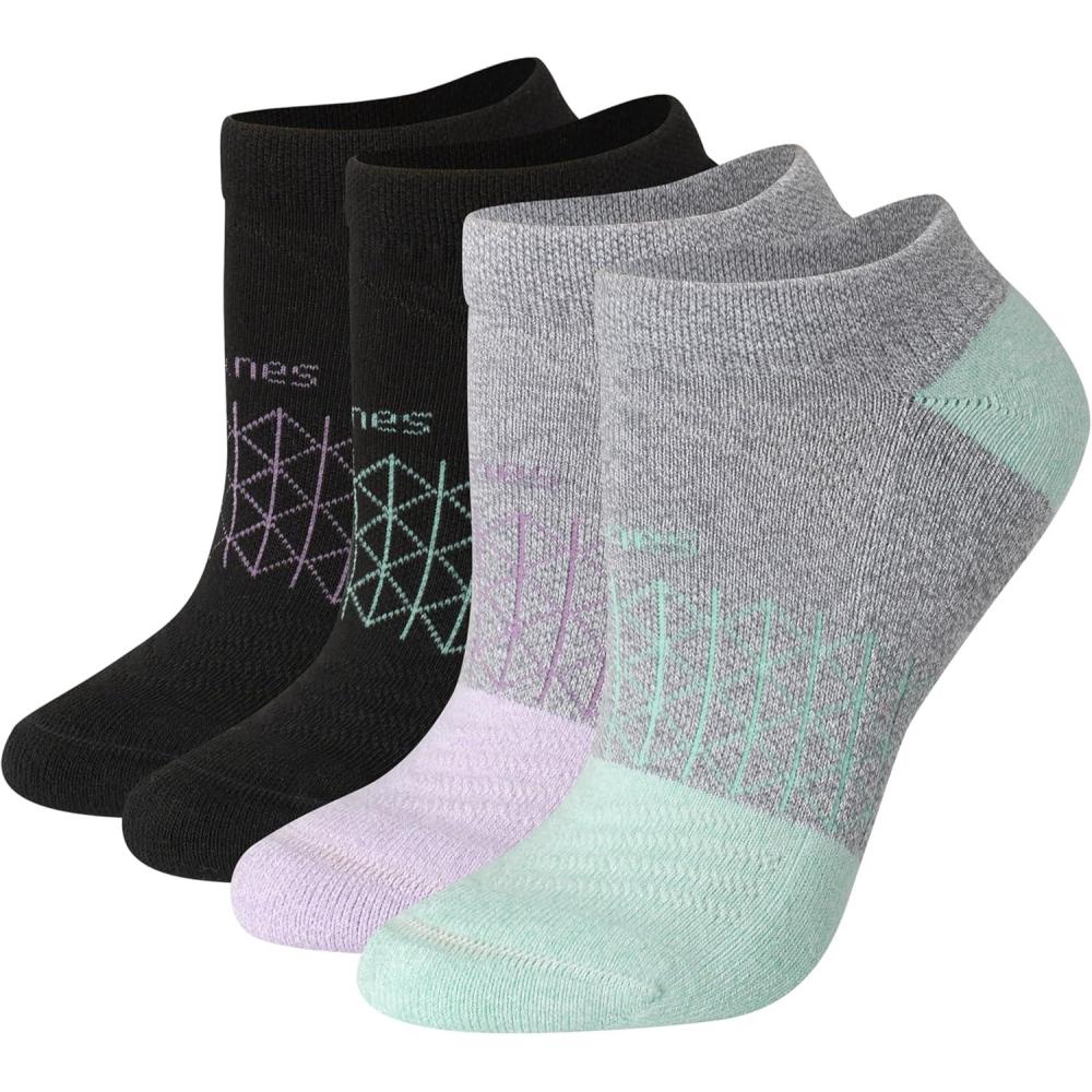 imageHanes Womens NoShow 4 Pairs Absolute Active Socks MoistureWicking CushionedGrey