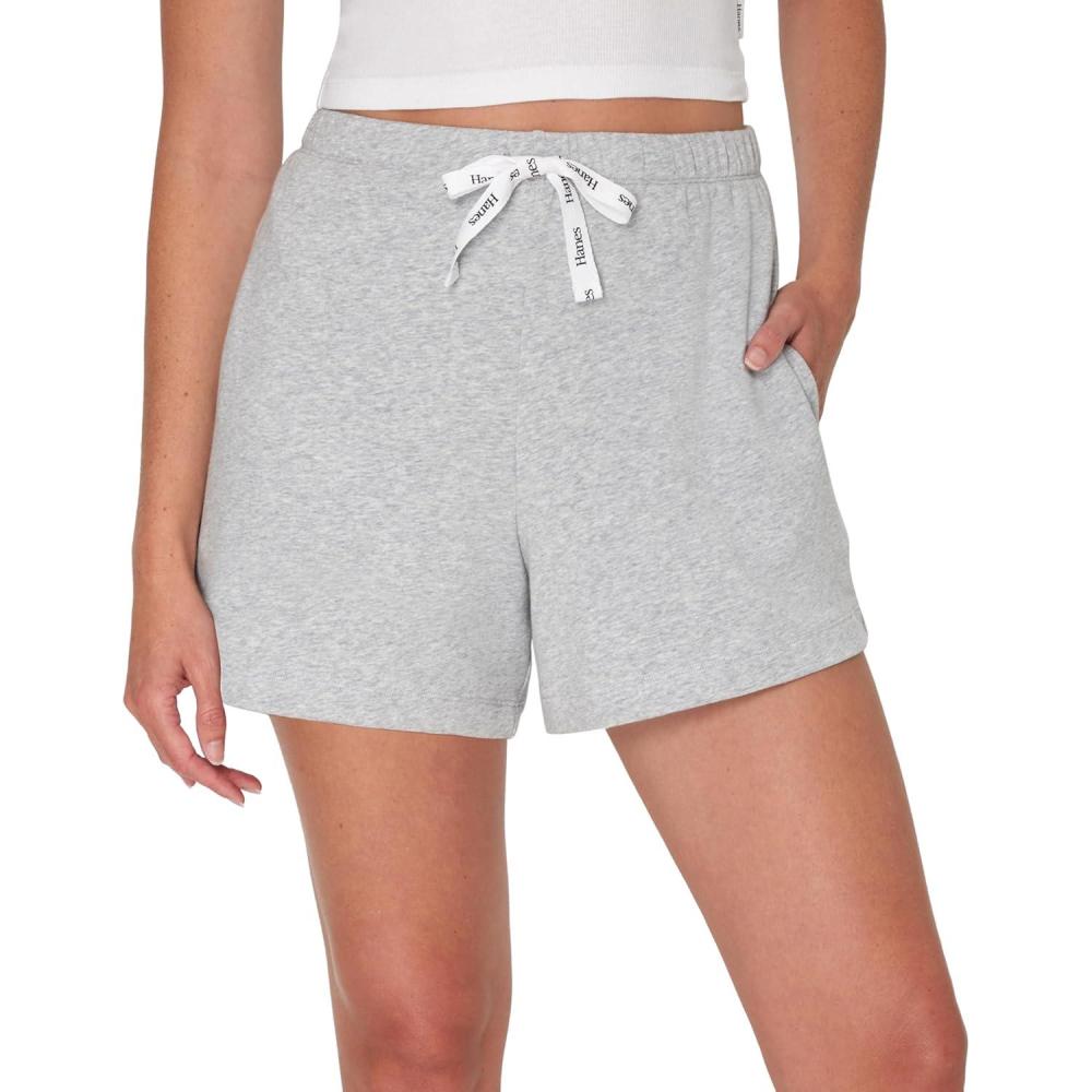 imageHanes Womens Originals French Terry Lounge Shorts Comfywear Loungewear Sleep Shorts for Women 4quotHeritage Grey Marle