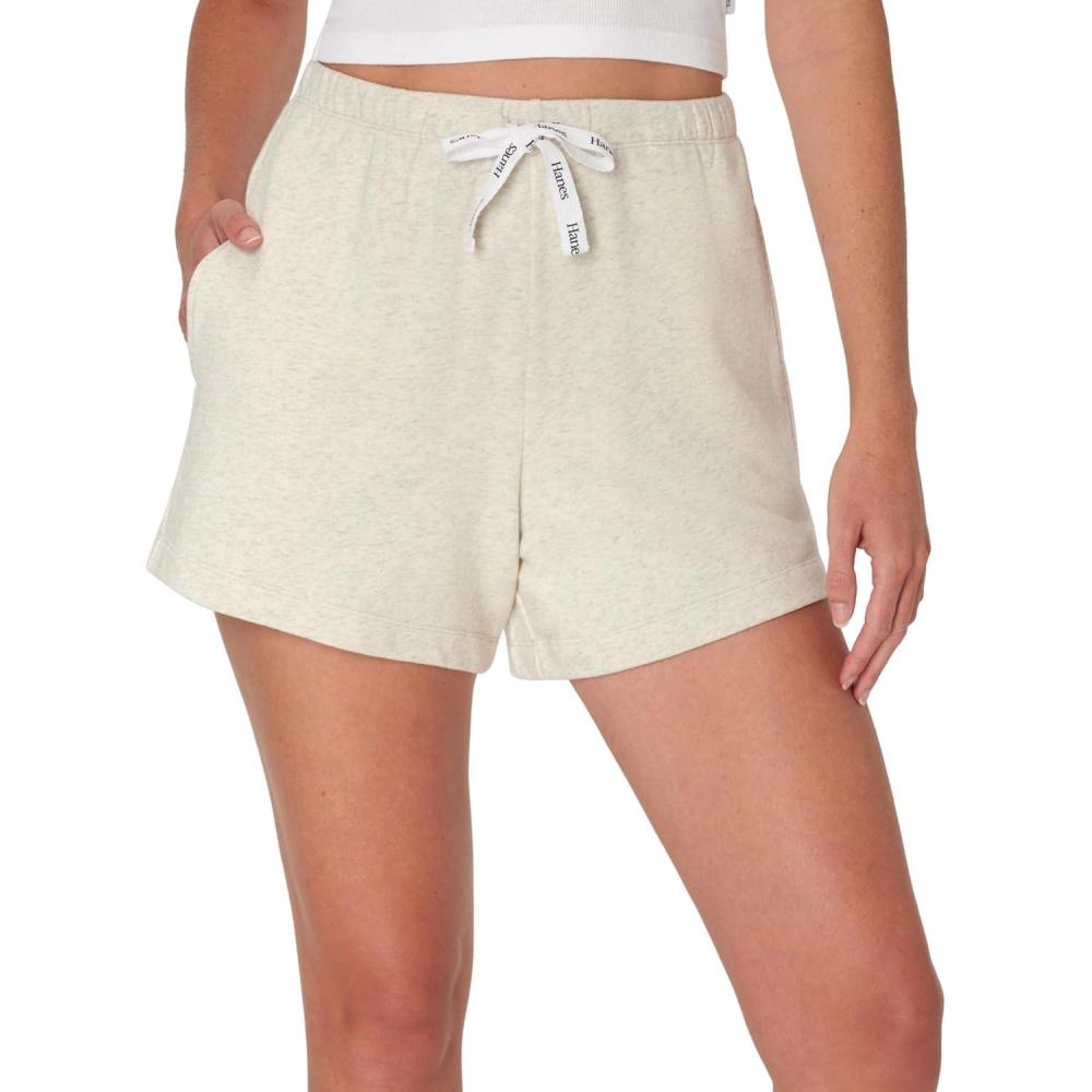 imageHanes Womens Originals French Terry Lounge Shorts Comfywear Loungewear Sleep Shorts for Women 4quotOatmeal Marle