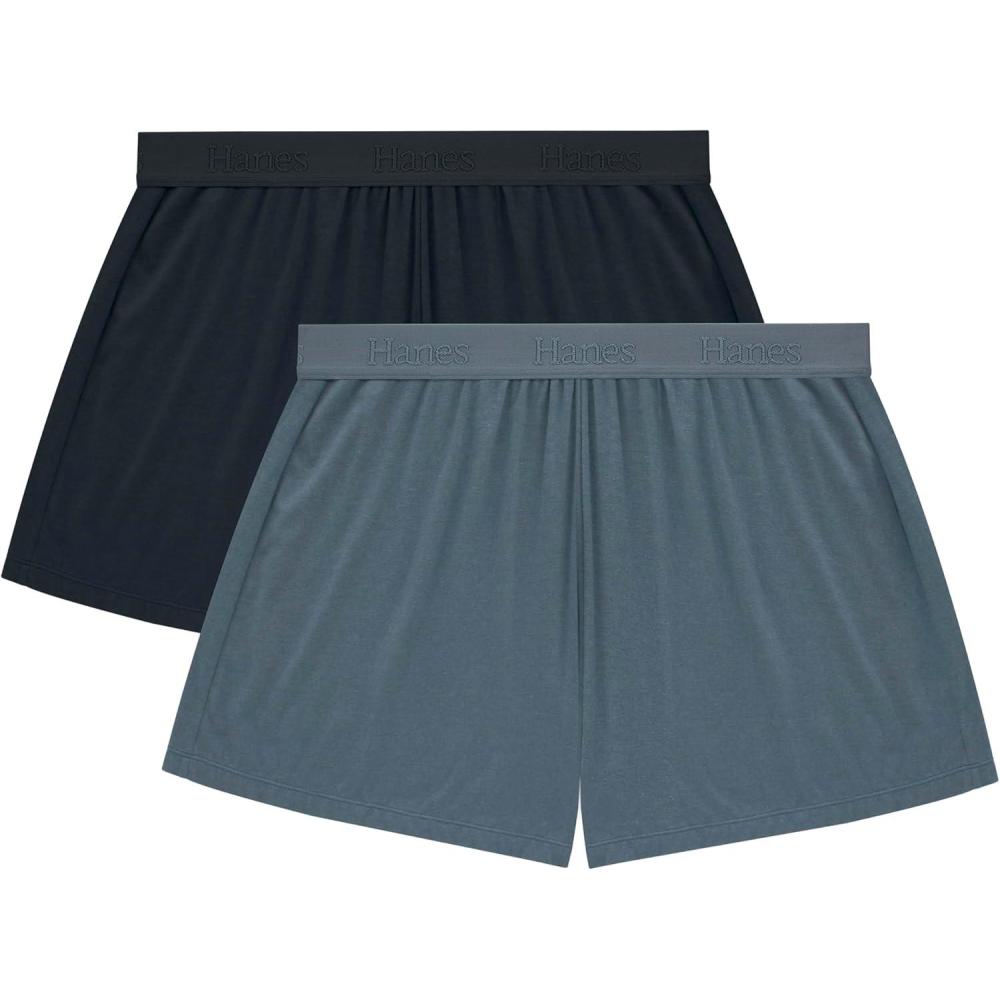 imageHanes Womens Originals Sleep Shorts 2Pack Comfywear Supersoft Lounge Shorts Pack 325quotBlackStargazer Grey