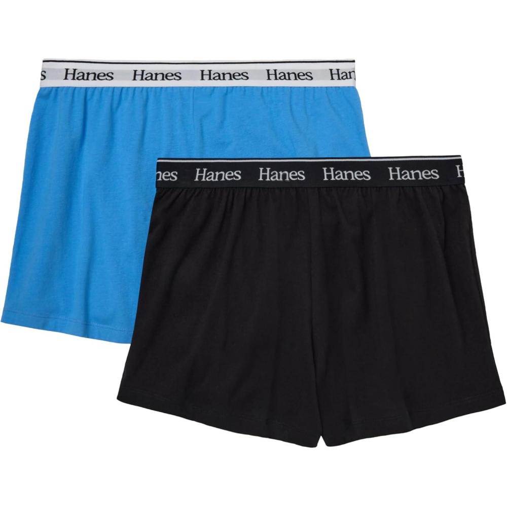 imageHanes Womens Originals Sleep Shorts 2Pack Comfywear Supersoft Lounge Shorts Pack 325quotProvence BlueBlack
