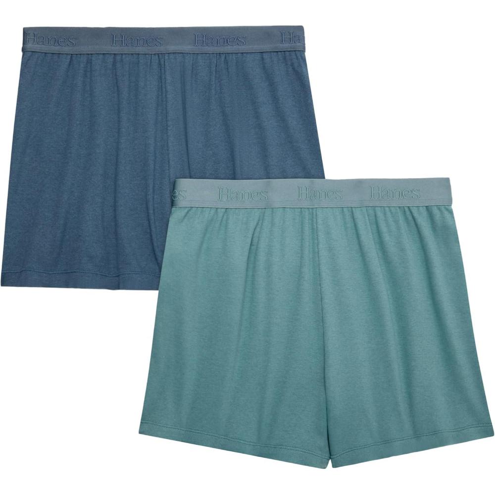 imageHanes Womens Originals Sleep Shorts 2Pack Comfywear Supersoft Lounge Shorts Pack 325quotStargazer GreyFaded Sage Green