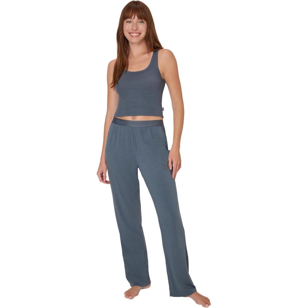imageHanes Womens Originals SuperSoft Comfywear 2 Piece Crop Tank ampamp Lounge Pants Loungewear SetStargazer GreyStargazer Grey