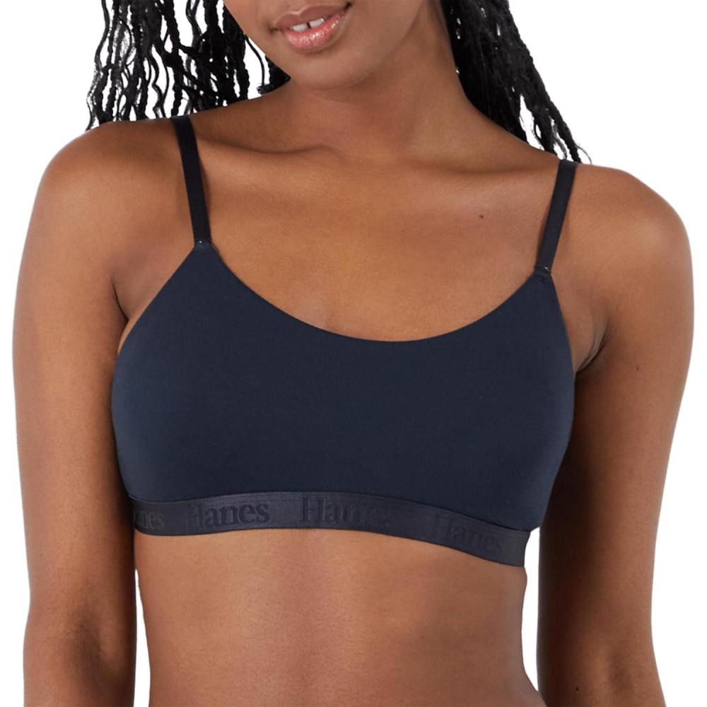 imageHanes Womens Originals Supersoft String Bralette Pullover Bra Scoop NecklineBlack