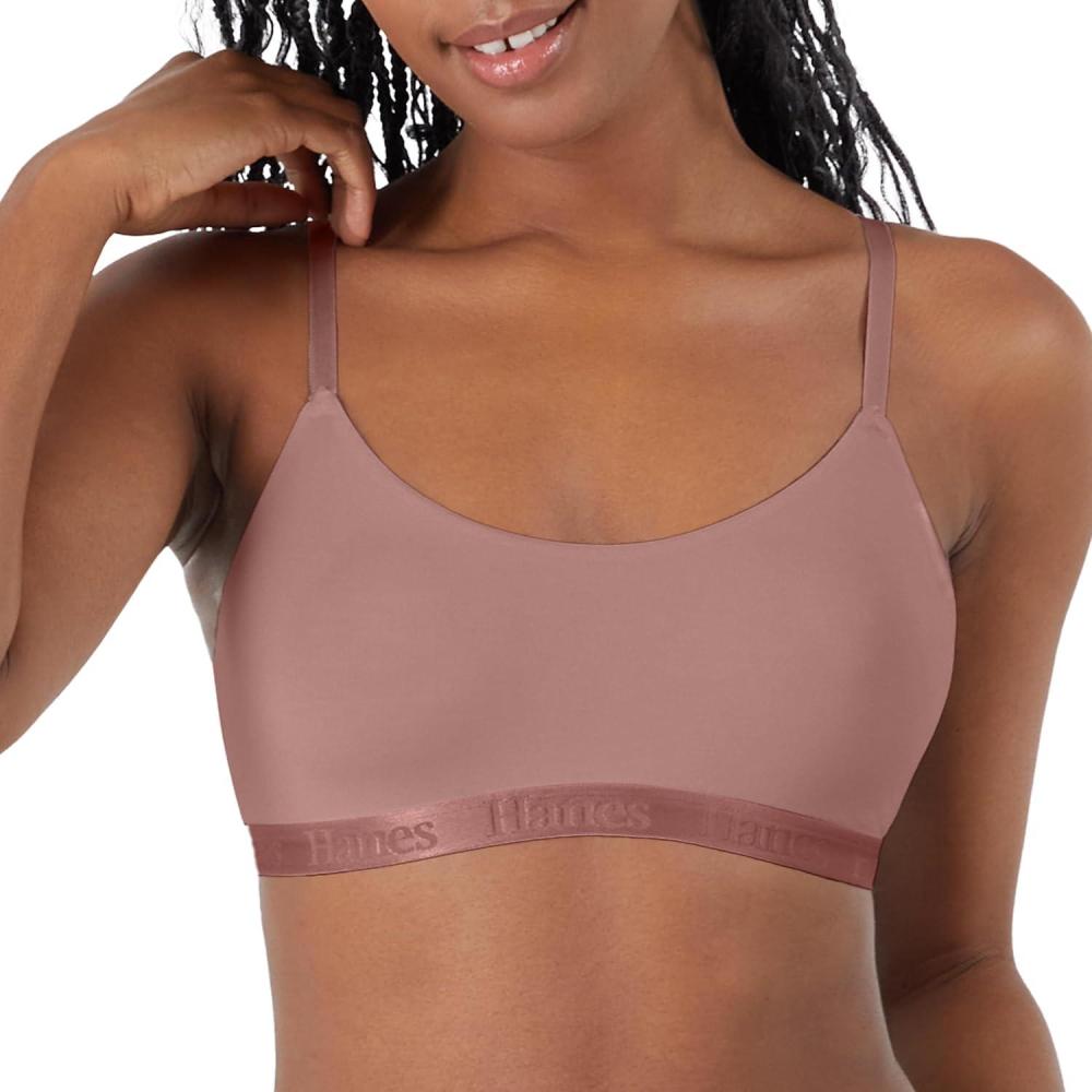 imageHanes Womens Originals Supersoft String Bralette Pullover Bra Scoop NecklineEarthen Tan
