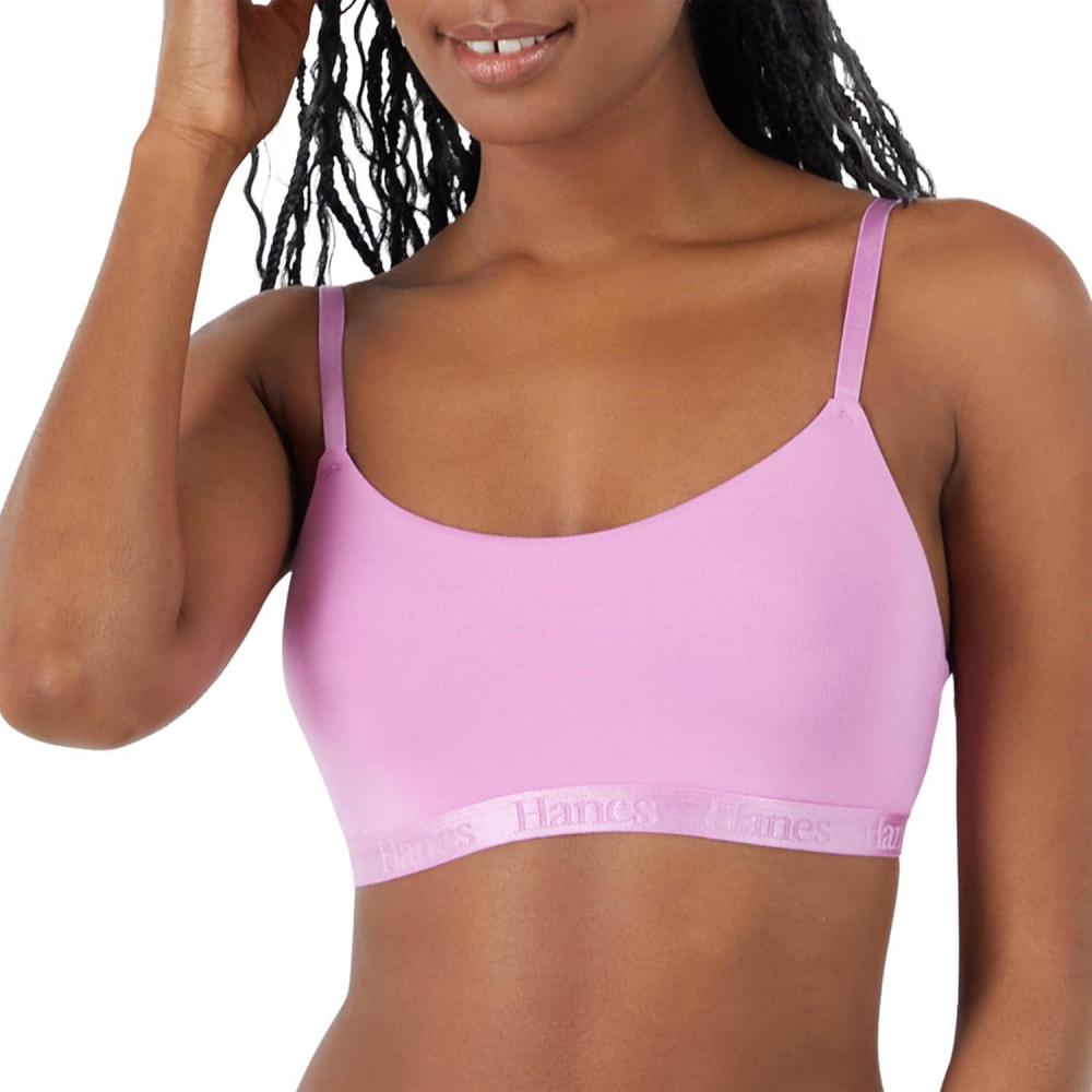 imageHanes Womens Originals Supersoft String Bralette Pullover Bra Scoop NecklineStrawberry Candy Pink