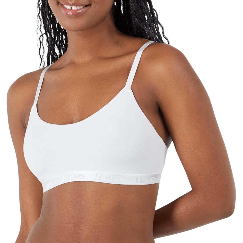 imageHanes Womens Originals Supersoft String Bralette Pullover Bra Scoop NecklineWhite