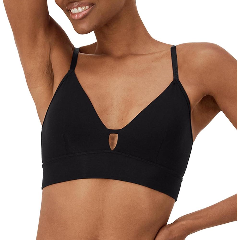 imageHanes Womens Originals Supersoft Triangle Bralette Viscose from Bamboo Longline BraletteBlack