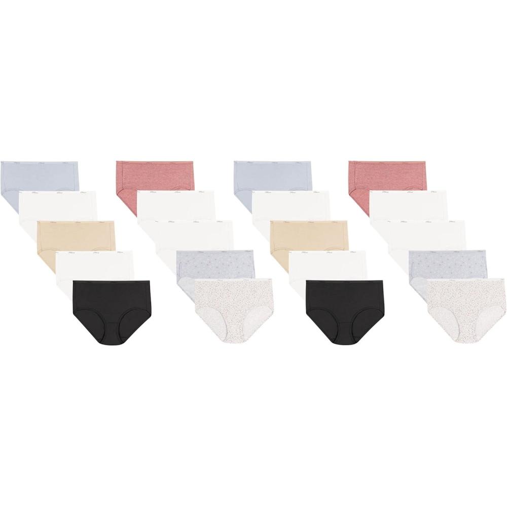 imageHanes Womens Panties Pack Classic Cotton Brief Underwear Retired Options Colors May VaryLilacRose HthrNeutralPrint Mix 20pack