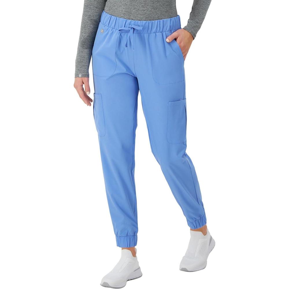 imageHanes Womens Scrubs Cargo Joggers Healthcare Scrub Joggers for Women Moisture WickingCeil Blue 2