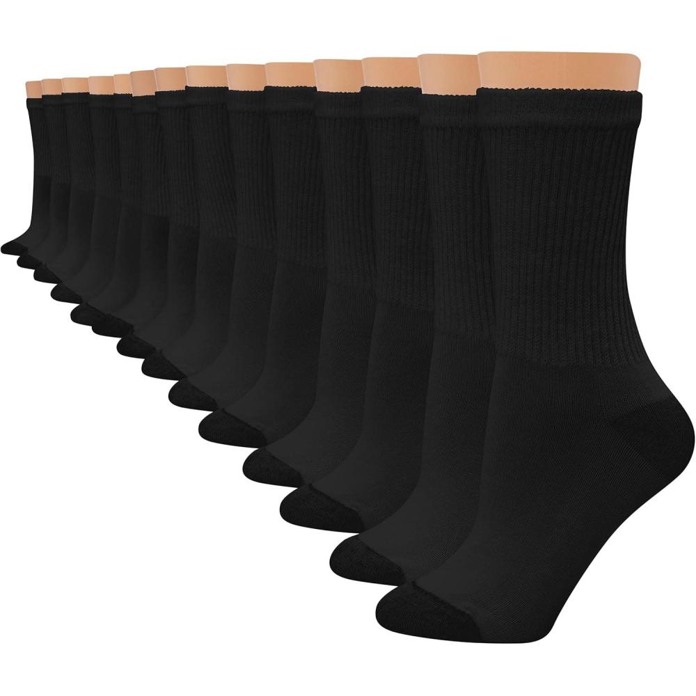 imageHanes Womens Socks MoistureWicking Crew or Ankle Socks for Women 14PackBlack  14 Pack