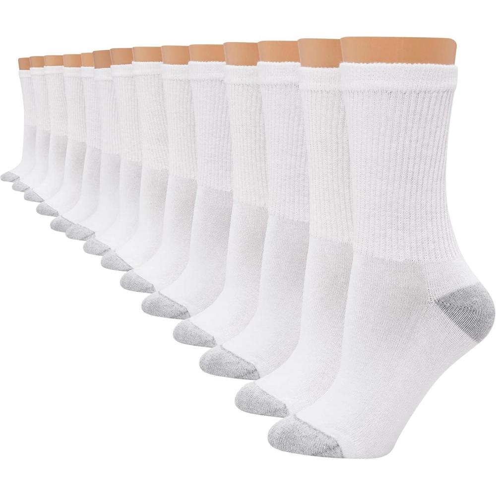 imageHanes Womens Socks MoistureWicking Crew or Ankle Socks for Women 14PackWhite 14 Pack