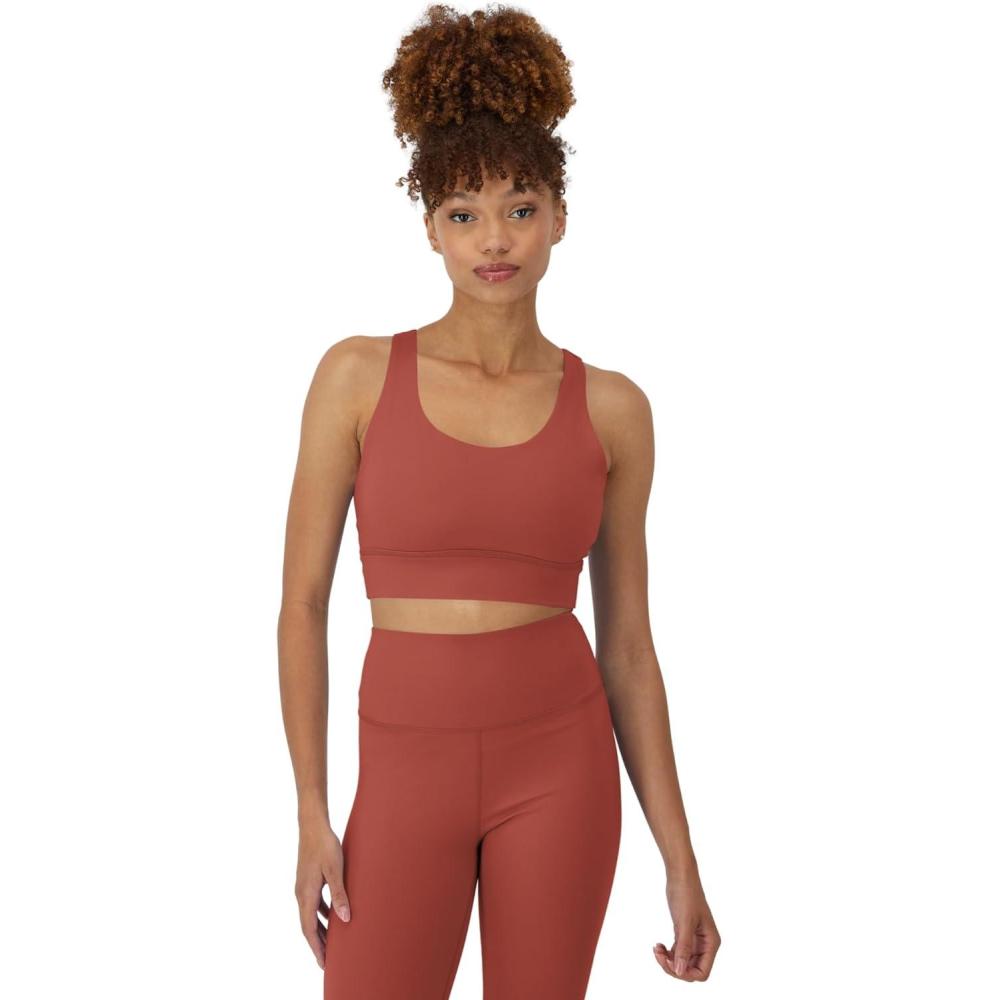 imageHanes Womens Sports Bra Moves Racerback Crop Top Yoga Bras for Women Stretch Sports Crop Top with Cutout WickingCoral Camelia