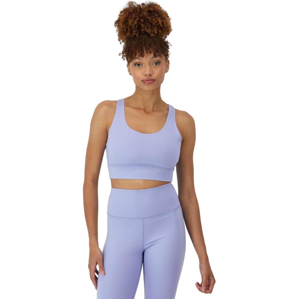 imageHanes Womens Sports Bra Moves Racerback Crop Top Yoga Bras for Women Stretch Sports Crop Top with Cutout WickingPeri Blue