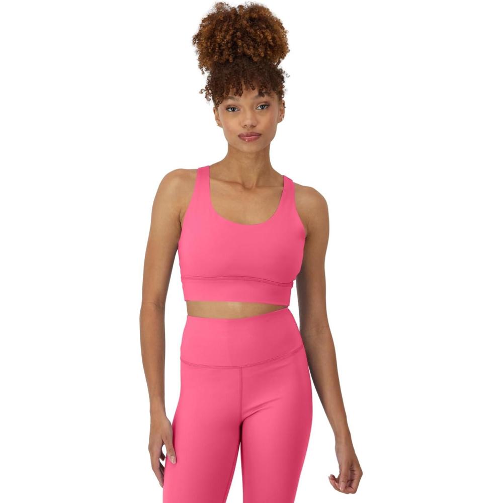 imageHanes Womens Sports Bra Moves Racerback Crop Top Yoga Bras for Women Stretch Sports Crop Top with Cutout WickingPink Pedestal