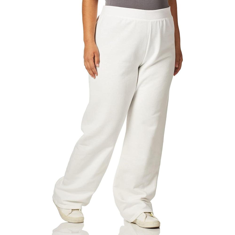 imageHanes Womens Sweatpants EcoSmart Fleece Pocketless OpenBottom Sweatpant Regular ampamp PetiteWhite