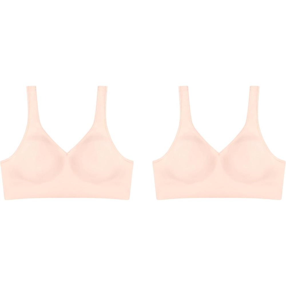 imageHanes Womens Wireless Bra Smooth Comfort FullCoverage TShirt Bra for Women Single Or 2PackLight BuffLight Buff