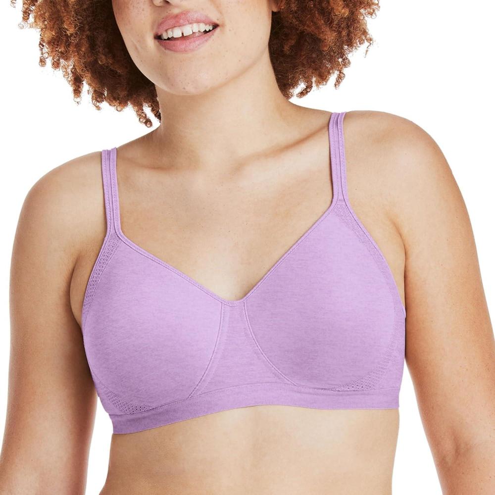 imageHanes Womens XTemp Wireless Bra Cooling Mesh TShirt Bra ComfortFlex Fit Wirefree BraTutu Violet Heather