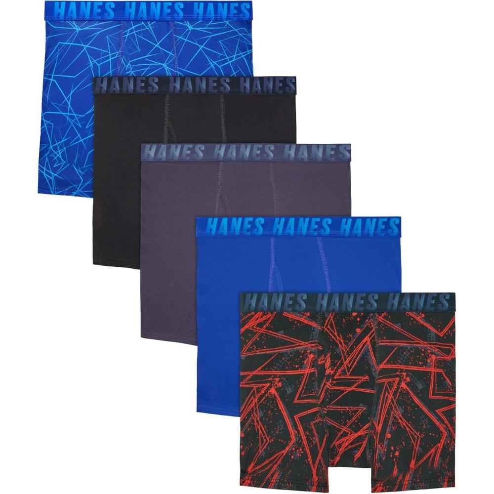 imageHanes boys Moves Breathable Boxer Brief Underwear Performance Stretch Boxer Briefs for Boys Moisturewicking 6pkBlueRedPurple Print