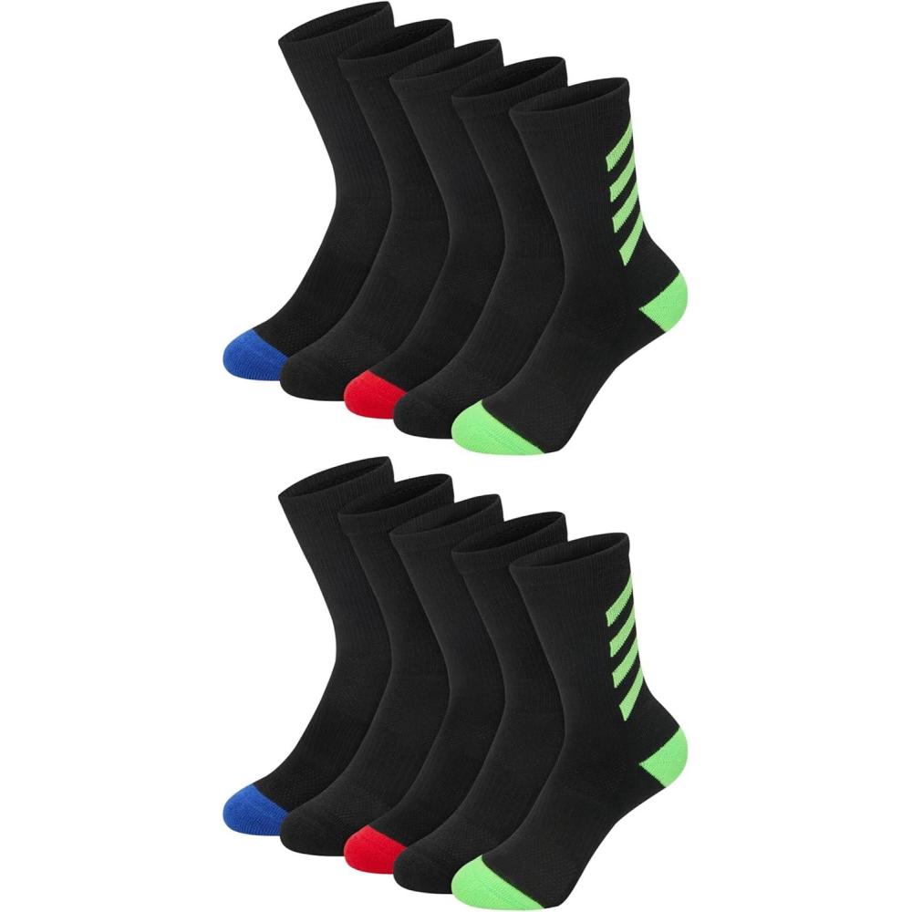 imageHanes boys Moves Socks Breathable Mesh Performance Socks Crew Ankle ampamp No Show Moisturewicking 10packCrew Black