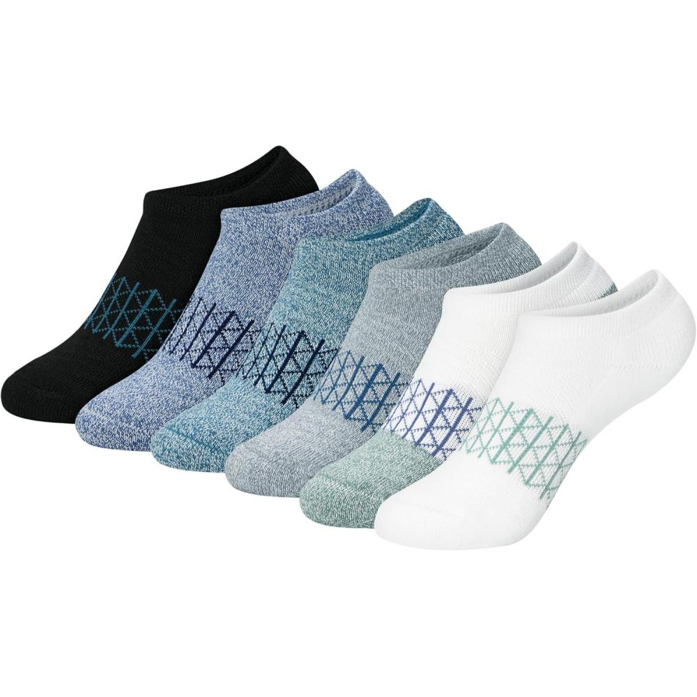 imageHanes boys No Show Socks Pack 6 Pairs Absolute Active Cushioned Noshow Socks for Boys Heel ShieldBlackGreyWhite