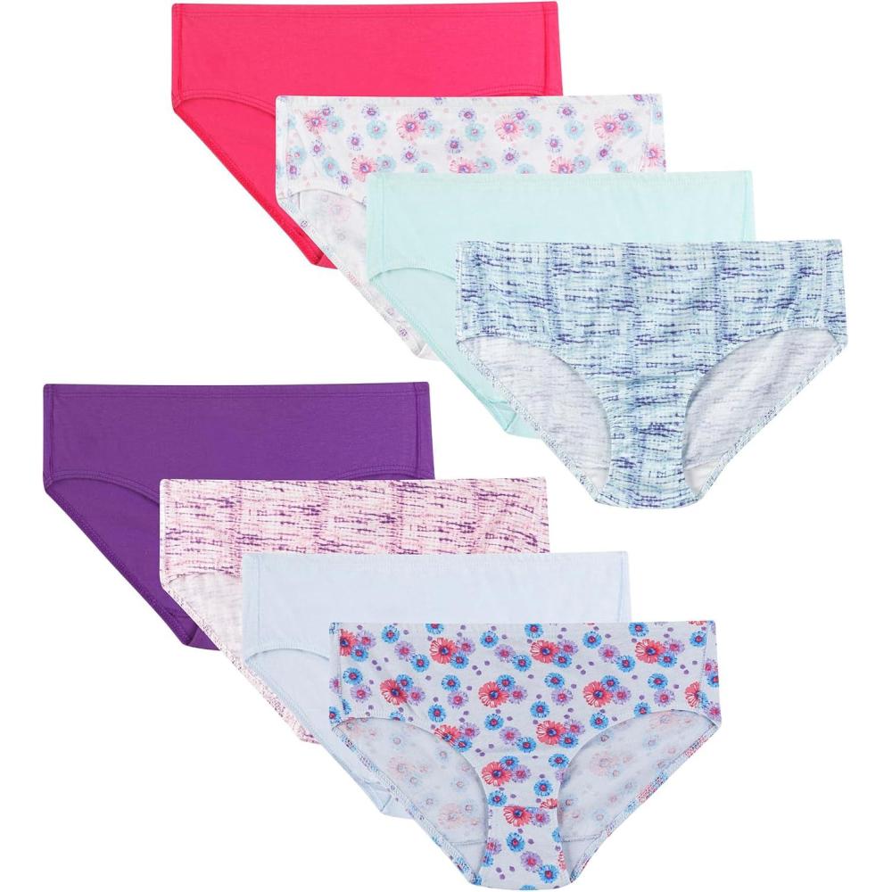 imageHanes girls Organic Underwear Brief ampamp Hipster Toddler ampamp Girl Sizes Pure Comfort Organic 100 Cotton Panties 8packBrief Pink Blue Solids Patterns