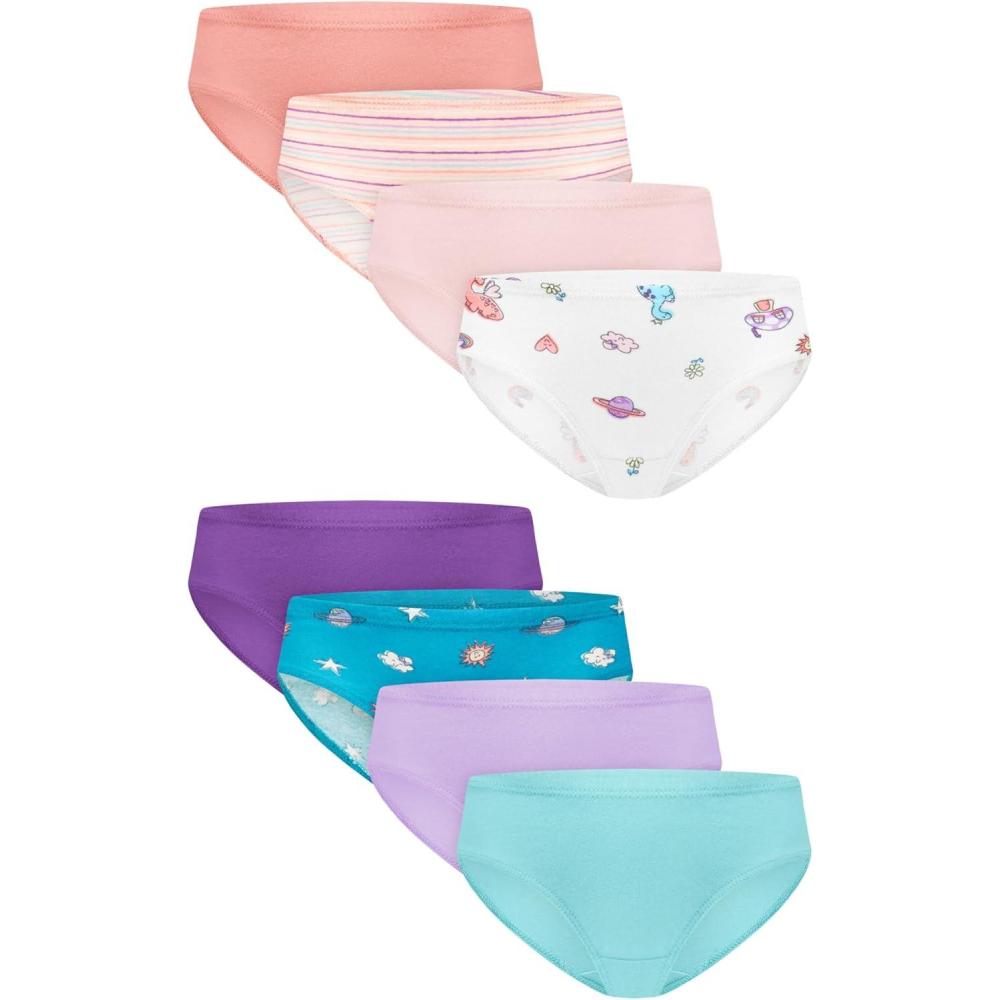 imageHanes girls Organic Underwear Brief ampamp Hipster Toddler ampamp Girl Sizes Pure Comfort Organic 100 Cotton Panties 8packPeachBluePurpleWhite