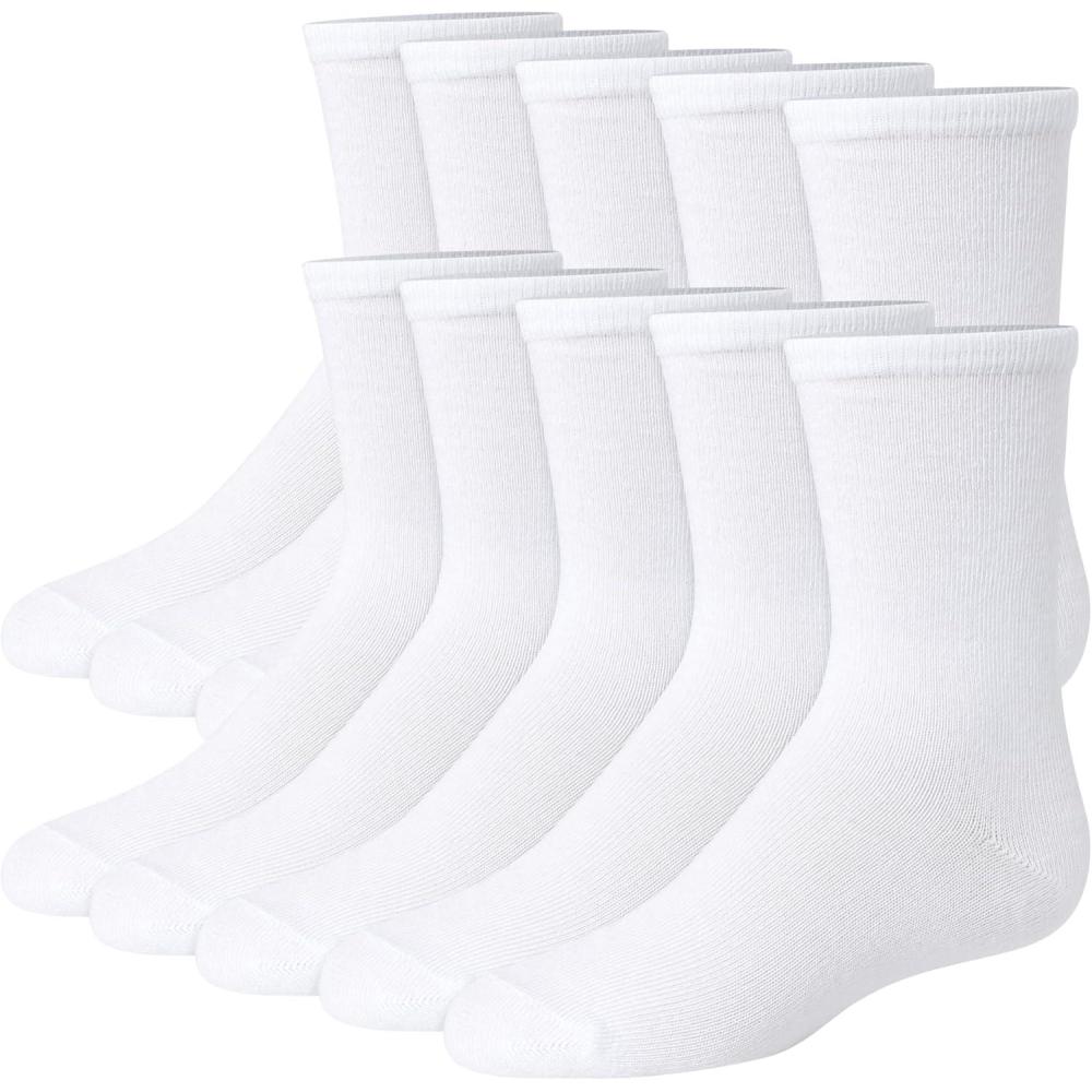 imageHanes girls Uniform Crew Socks Plain White Crew Socks Knit Crew Socks for Girls 10pairsWhite 10 Pair