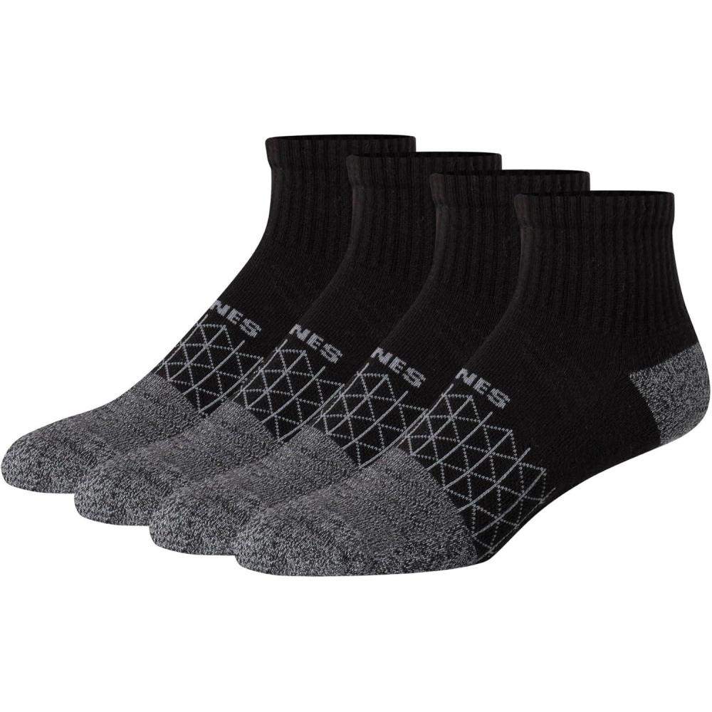 imageHanes mens Absolute Active Cushioned Ankle Socks Moisture Wicking Socks Seamless Toe 4packBlackGray Marl