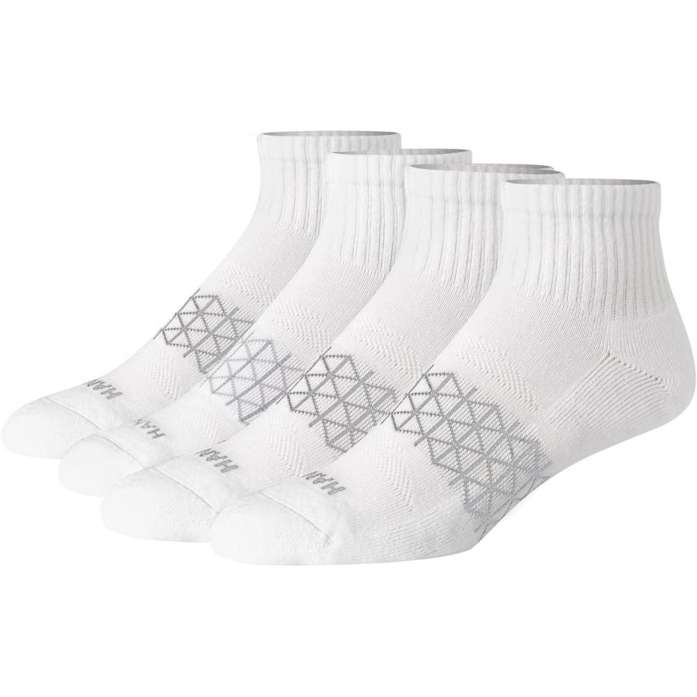 imageHanes mens Absolute Active Cushioned Ankle Socks Moisture Wicking Socks Seamless Toe 4packWhite