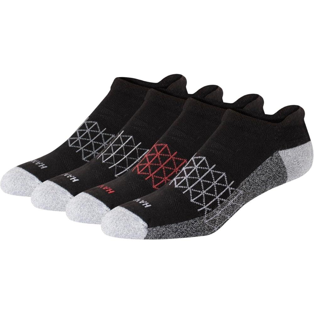 imageHanes mens Absolute Active Cushioned Heel Shield Socks Moisture Wicking Socks Seamless Toe 4packBlack With Gray Foot Bottom