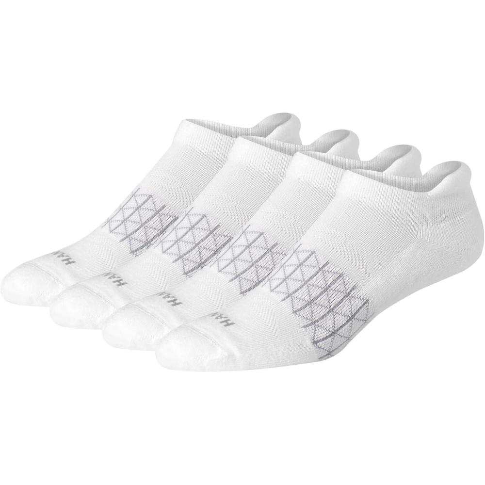 imageHanes mens Absolute Active Cushioned Heel Shield Socks Moisture Wicking Socks Seamless Toe 4packWhite