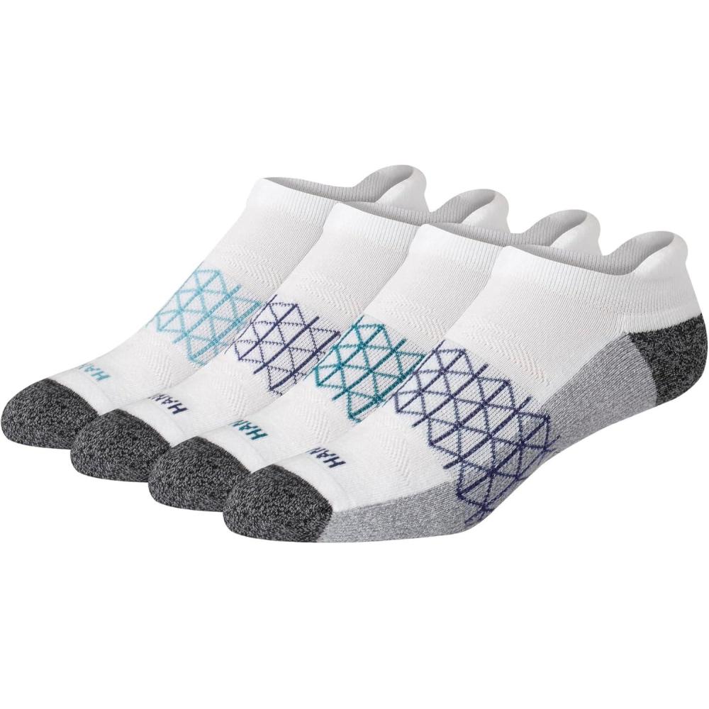 imageHanes mens Absolute Active Cushioned Heel Shield Socks Moisture Wicking Socks Seamless Toe 4packWhite With Gray Foot Bottom