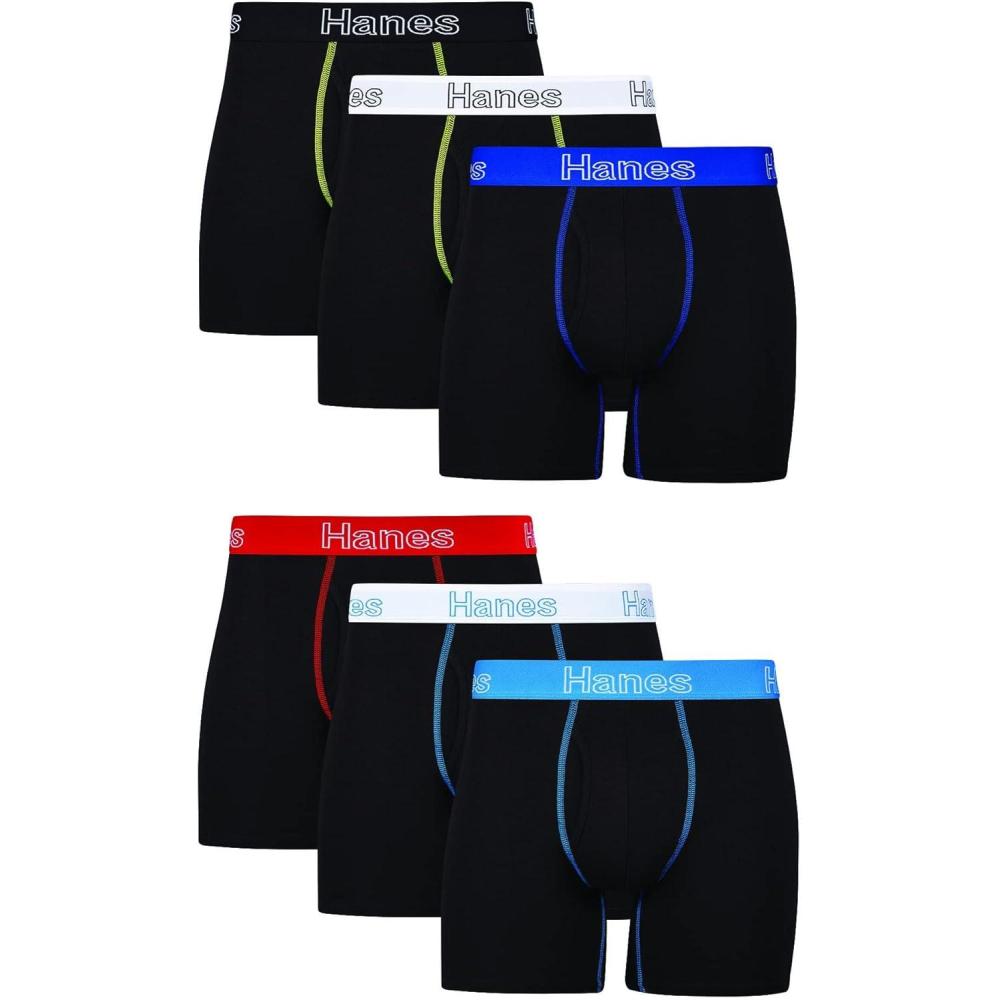 imageHanes mens Boxer Brief Underwear Pack Stretch Cotton Boxer Briefs for Men Moisturewicking 12packBlack 6 Pack