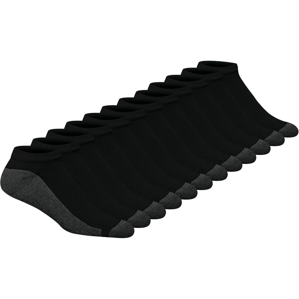 imageHanes mens Low Cut Socks Max Cushion Black ampamp White 6 and 8 PacksBlack  12 Pair Pack