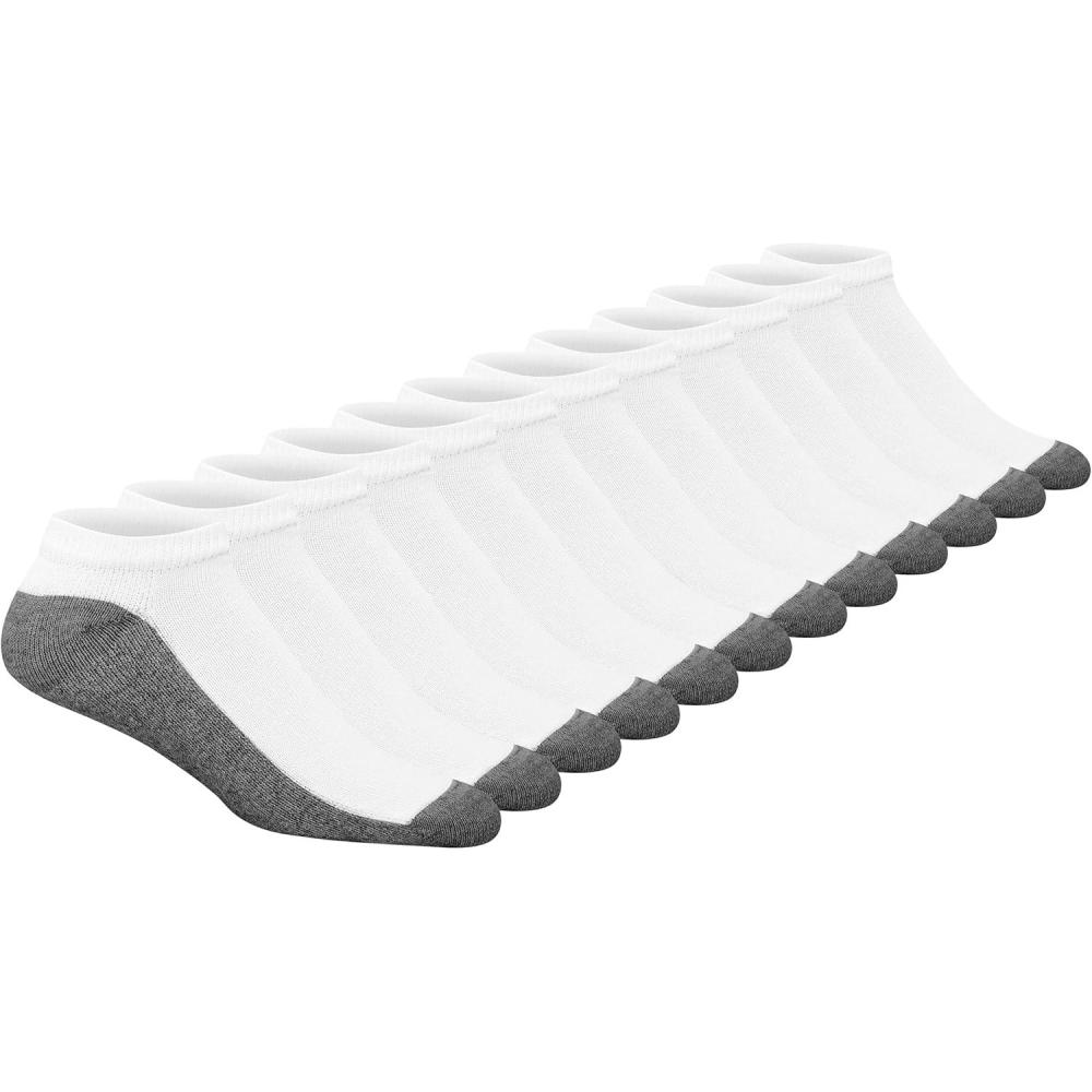 imageHanes mens Low Cut Socks Max Cushion Black ampamp White 6 and 8 PacksWhite 12 Pair Pack