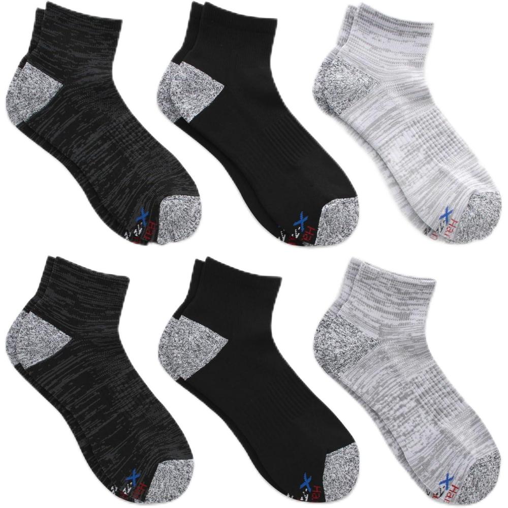 imageHanes mens Moves Performance Socks Moisturewicking Ankle ampamp Lowcut Socks Breathable Mesh Panels 6packBlack AssortmentBlack