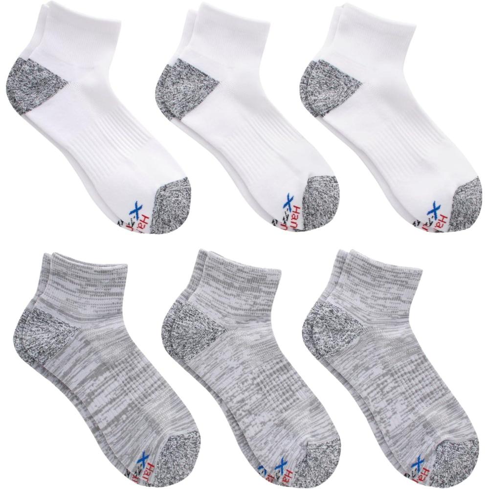 imageHanes mens Moves Performance Socks Moisturewicking Ankle ampamp Lowcut Socks Breathable Mesh Panels 6packWhiteGrey