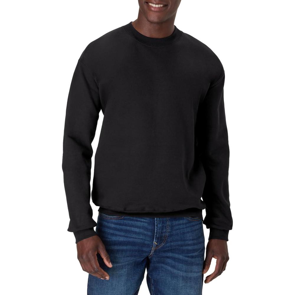 imageHanes mens Ultimate Sweatshirt Heavyweight Fleece Sweatshirt Crewneck Pullover for MenBlack