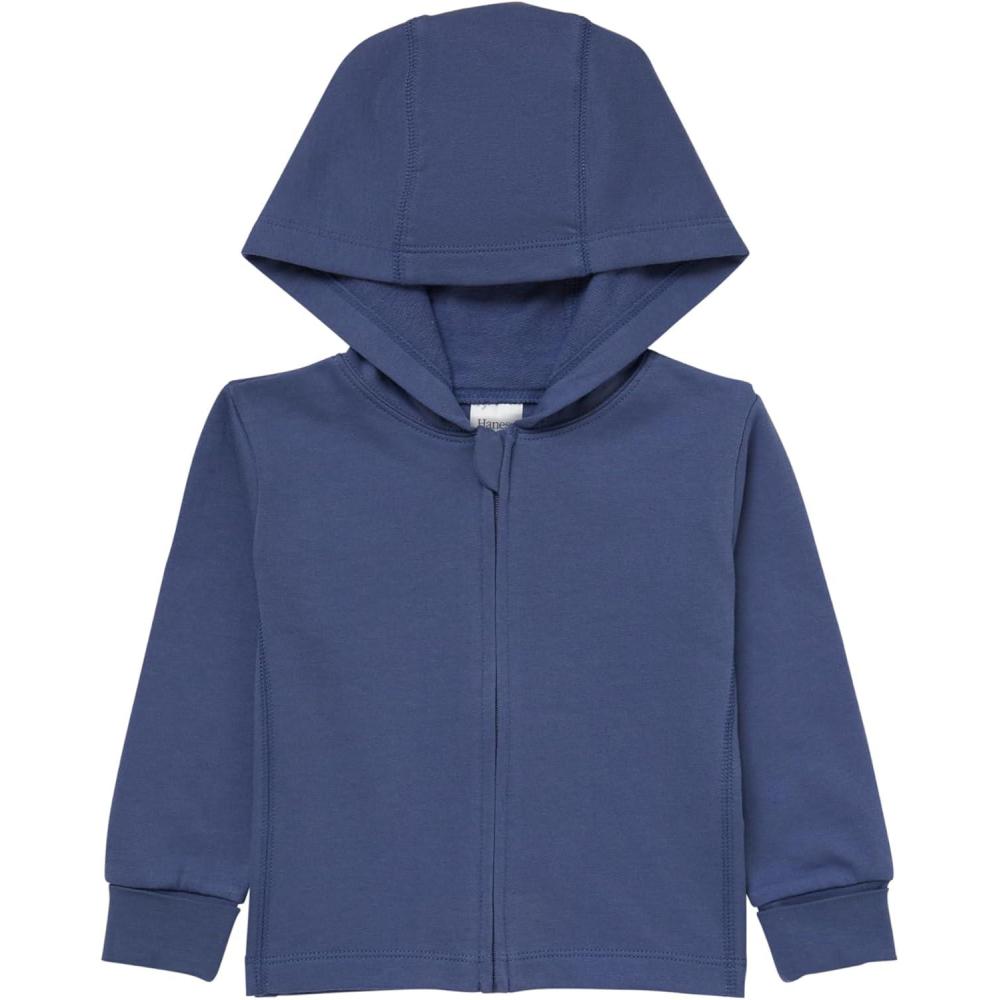 imageHanes unisexbaby Pure Comfort Organic Hoodie French Terry Fullzip Hooded Sweatshirt Infant Boys ampamp GirlsMisted Blue