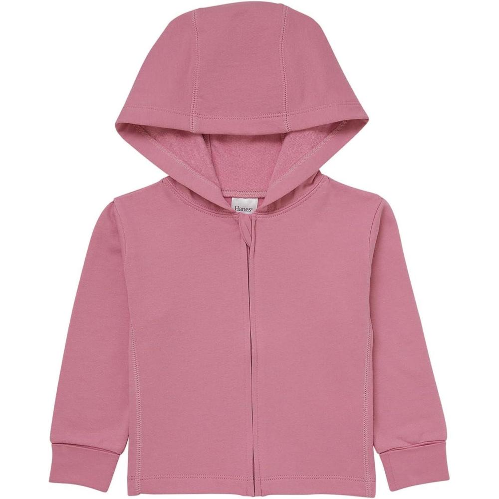 imageHanes unisexbaby Pure Comfort Organic Hoodie French Terry Fullzip Hooded Sweatshirt Infant Boys ampamp GirlsRose
