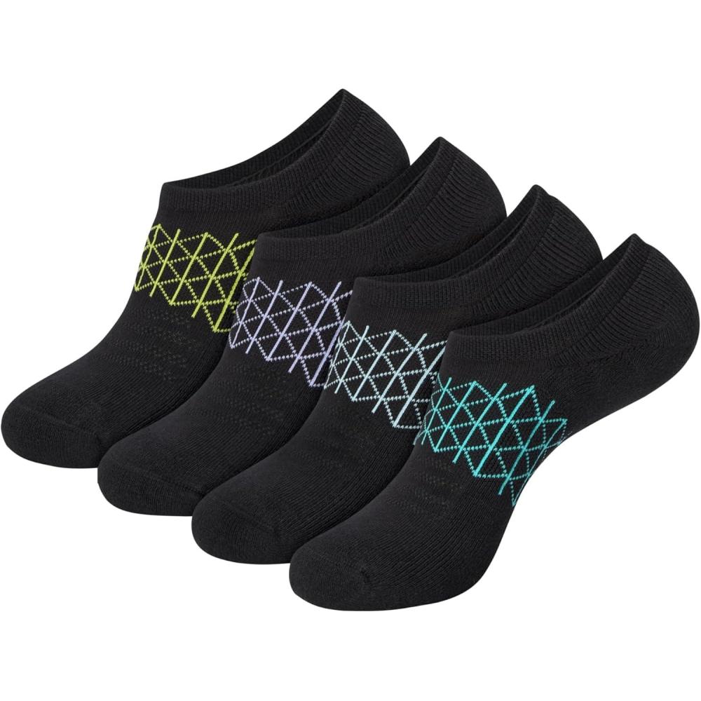 imageHanes womens Absolute Active Super No Show Socks Breathable Mesh Performance Socks Noslip Gripper 4packBlack