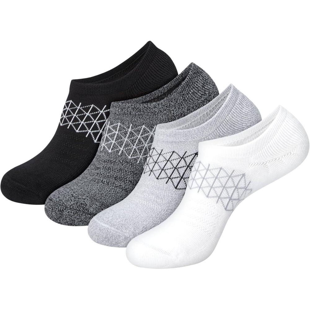 imageHanes womens Absolute Active Super No Show Socks Breathable Mesh Performance Socks Noslip Gripper 4packBlackGreyWhite