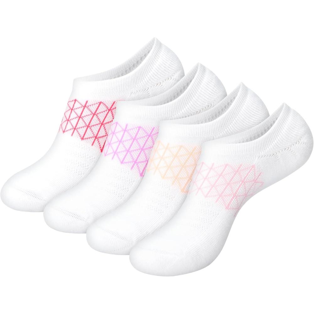 imageHanes womens Absolute Active Super No Show Socks Breathable Mesh Performance Socks Noslip Gripper 4packWhite