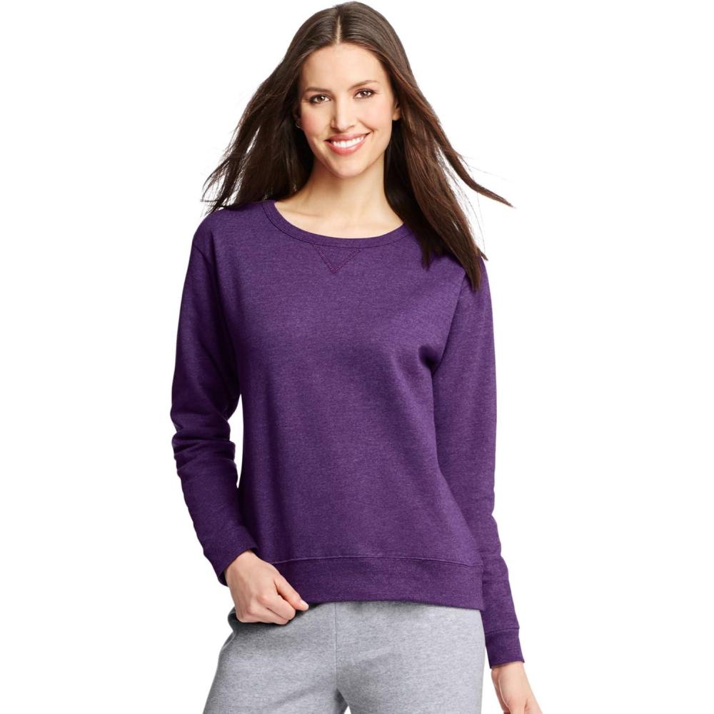 imageHanes womens Crewneck Sweatshirt Ecosmart Fleece Pullover With Vnotch Sweatshirt for WomenVioletsplendor