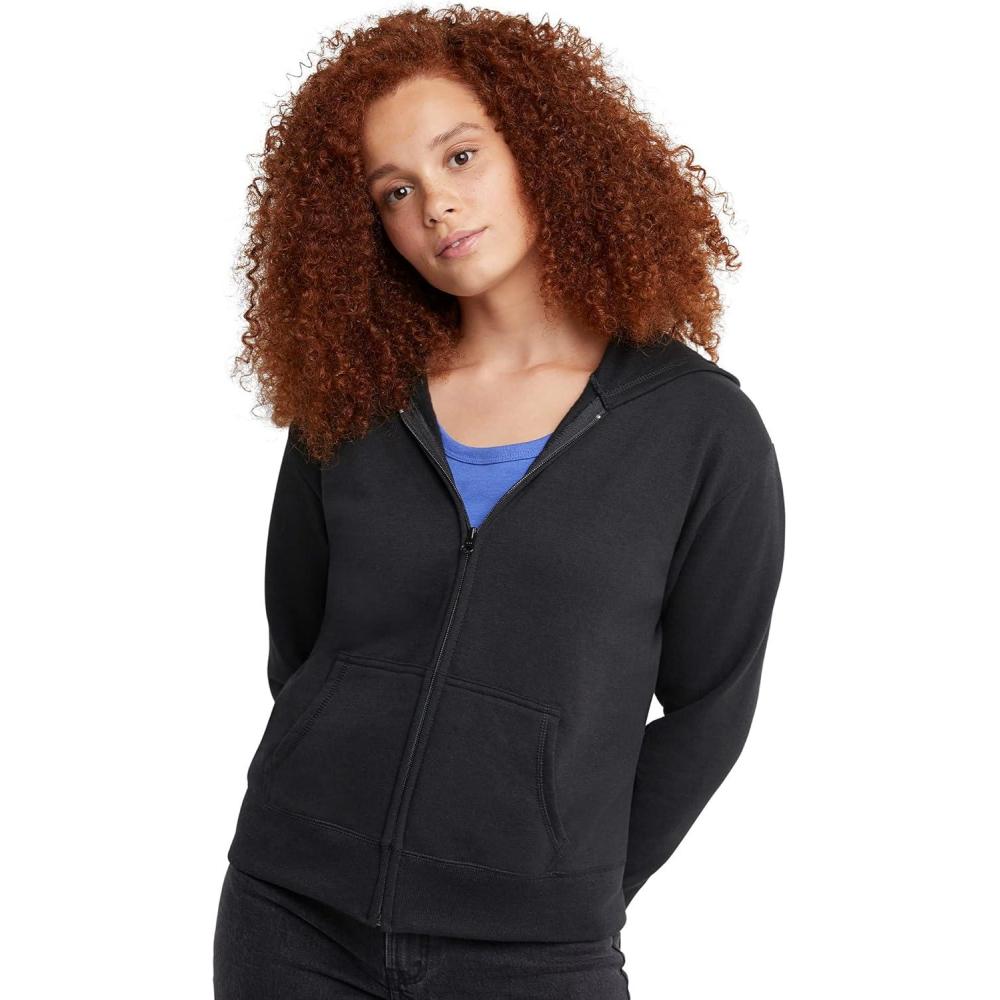 imageHanes womens Ecosmart Full Zip Fleece HoodieEbony