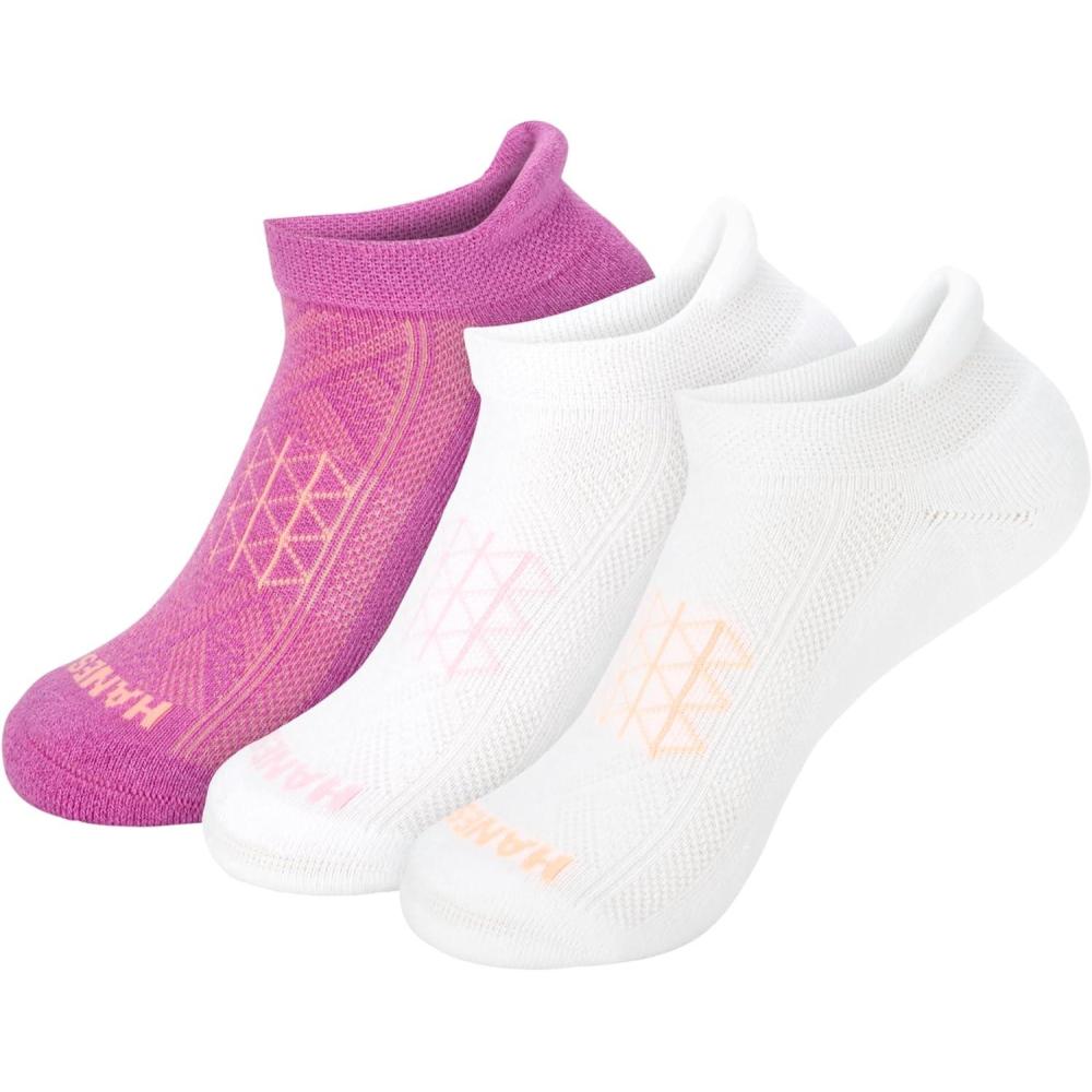 imageHanes womens No Show Running Socks Absolute Run Socks Breathable No Show Tab Socks for Running 4packPink